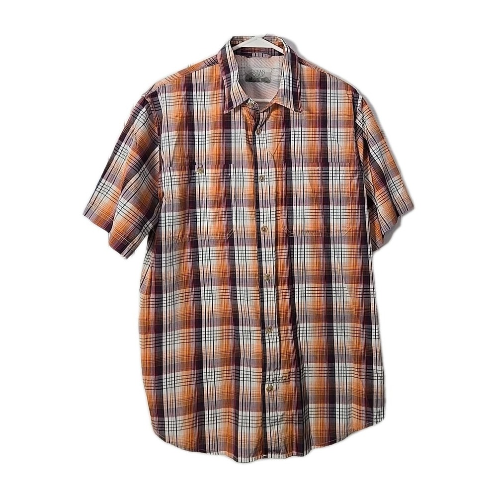 Ocean & Coast Shirt Mens‎ Sz M Button Up Plaid Short Sleeve Cotton